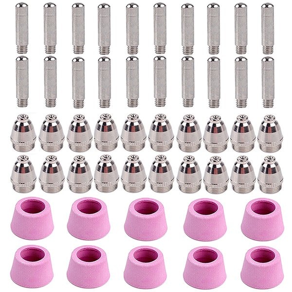 Amico Electric 50 Plasma Cutter Consumables, 20-Nozzles 20-Electrodes 10-Ceramic Cups for CUT-50 CUT-55M CTS-200. CUT5060-050 - main